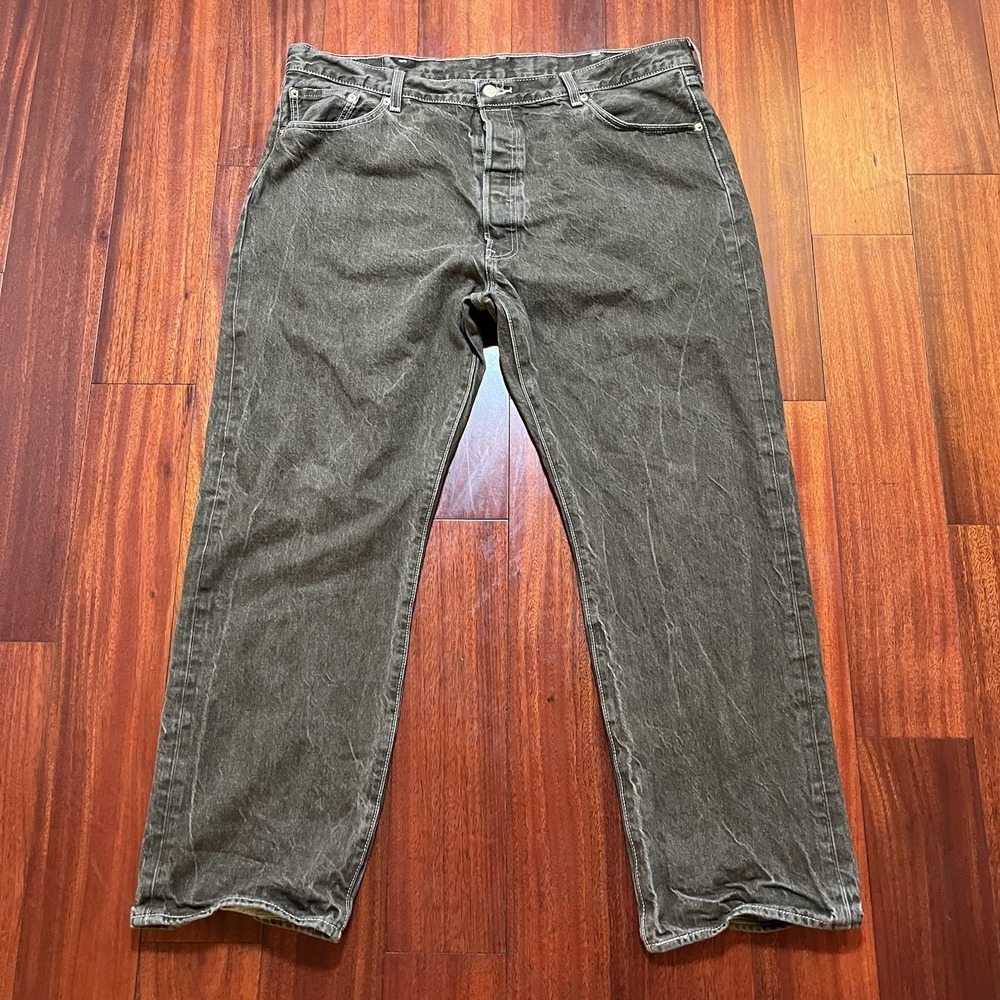 Levis Jeans Mens 42x30 501 Gray Button Fly Original Straight Fit 100% Cotton